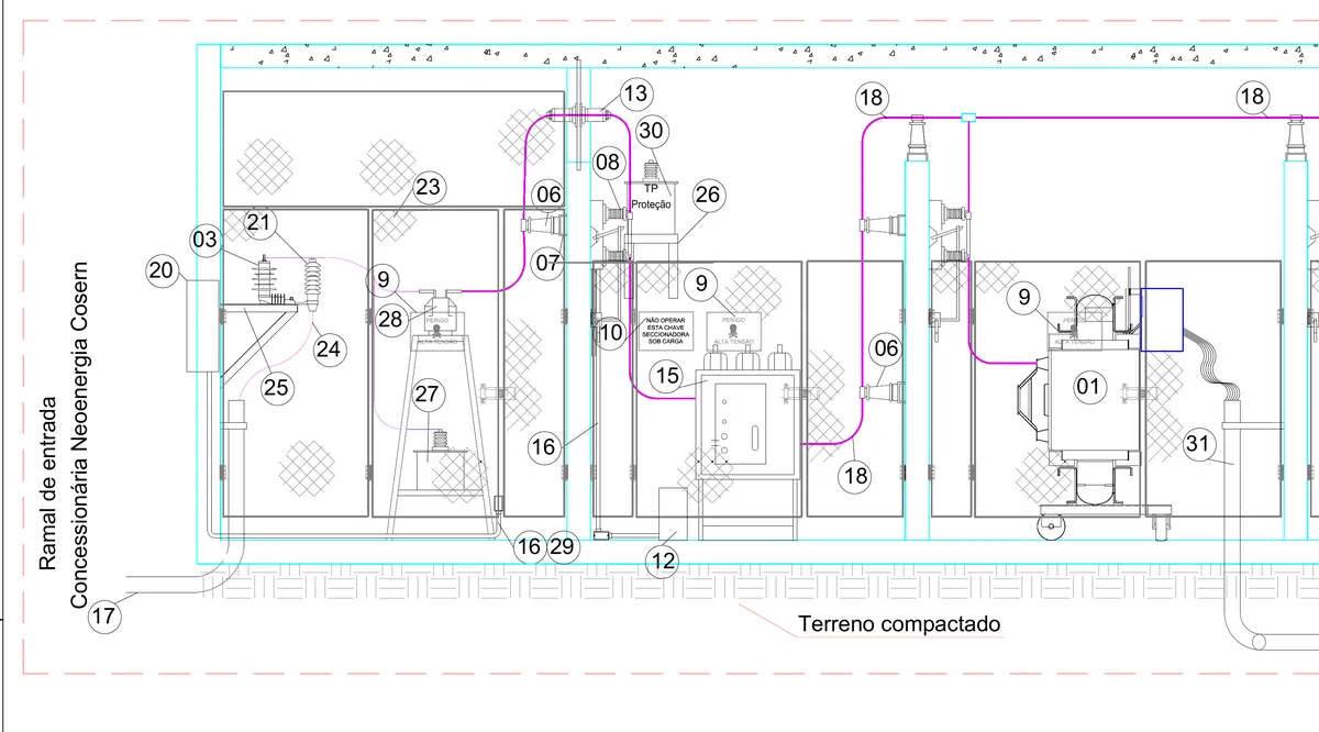 Subestação e entrada: prancha de projeto elétrico da ENEGE